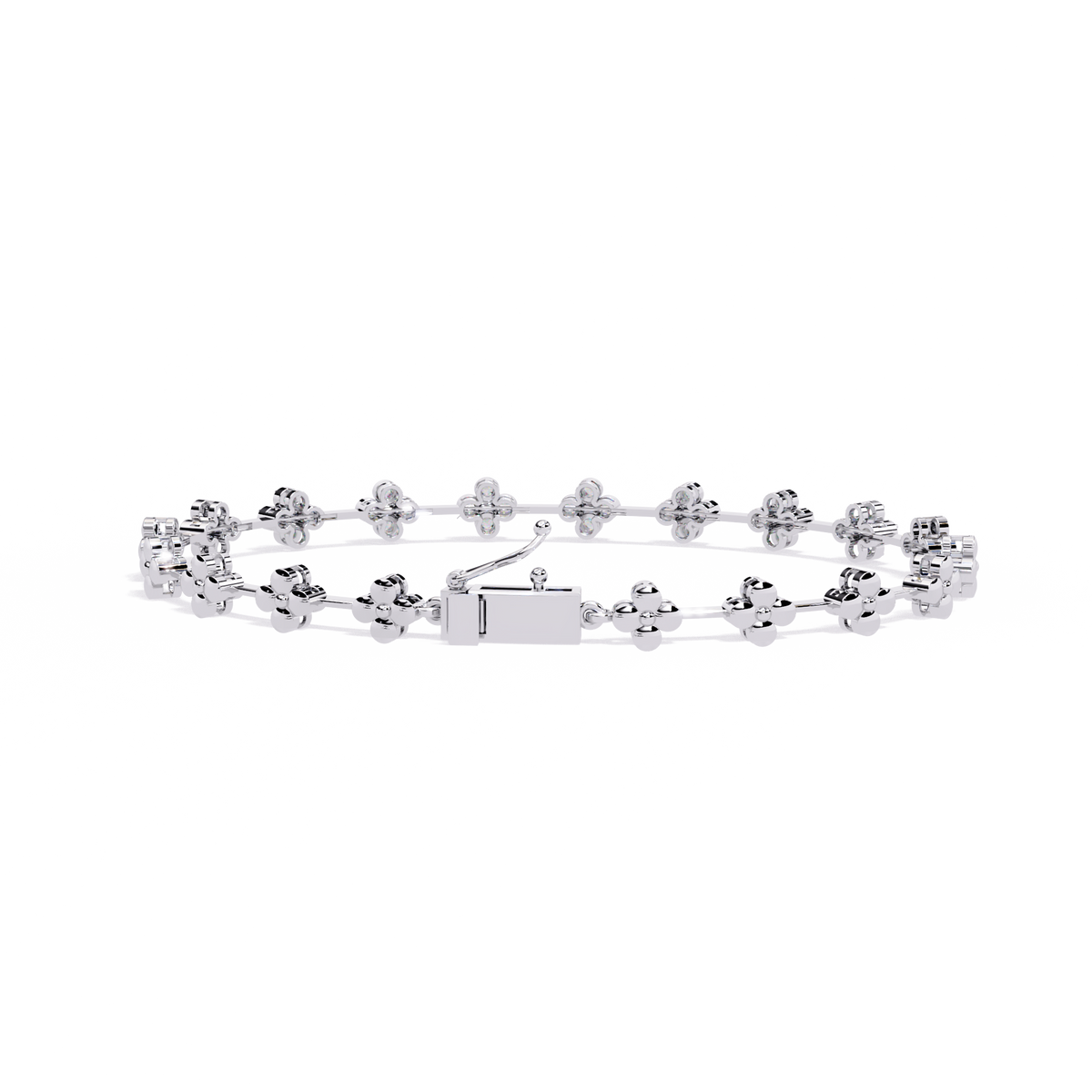 Floral Round Lab Diamond Bracelet Featuring Intricately Set Petal Motifs - View 10