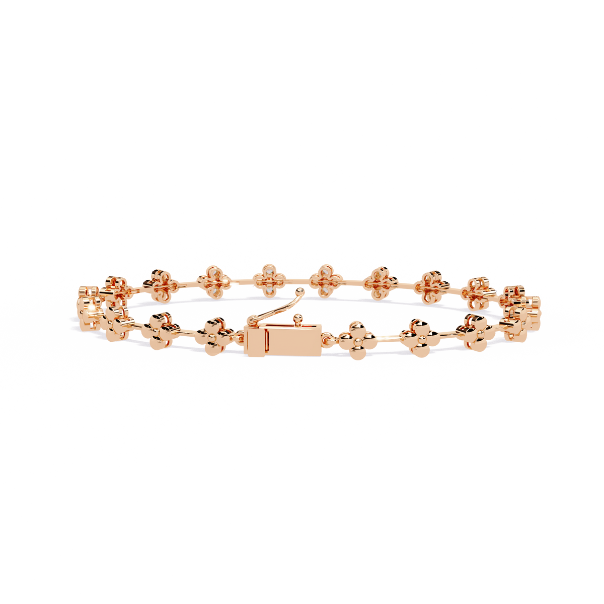 Floral Round Lab Diamond Bracelet Featuring Intricately Set Petal Motifs - View 9