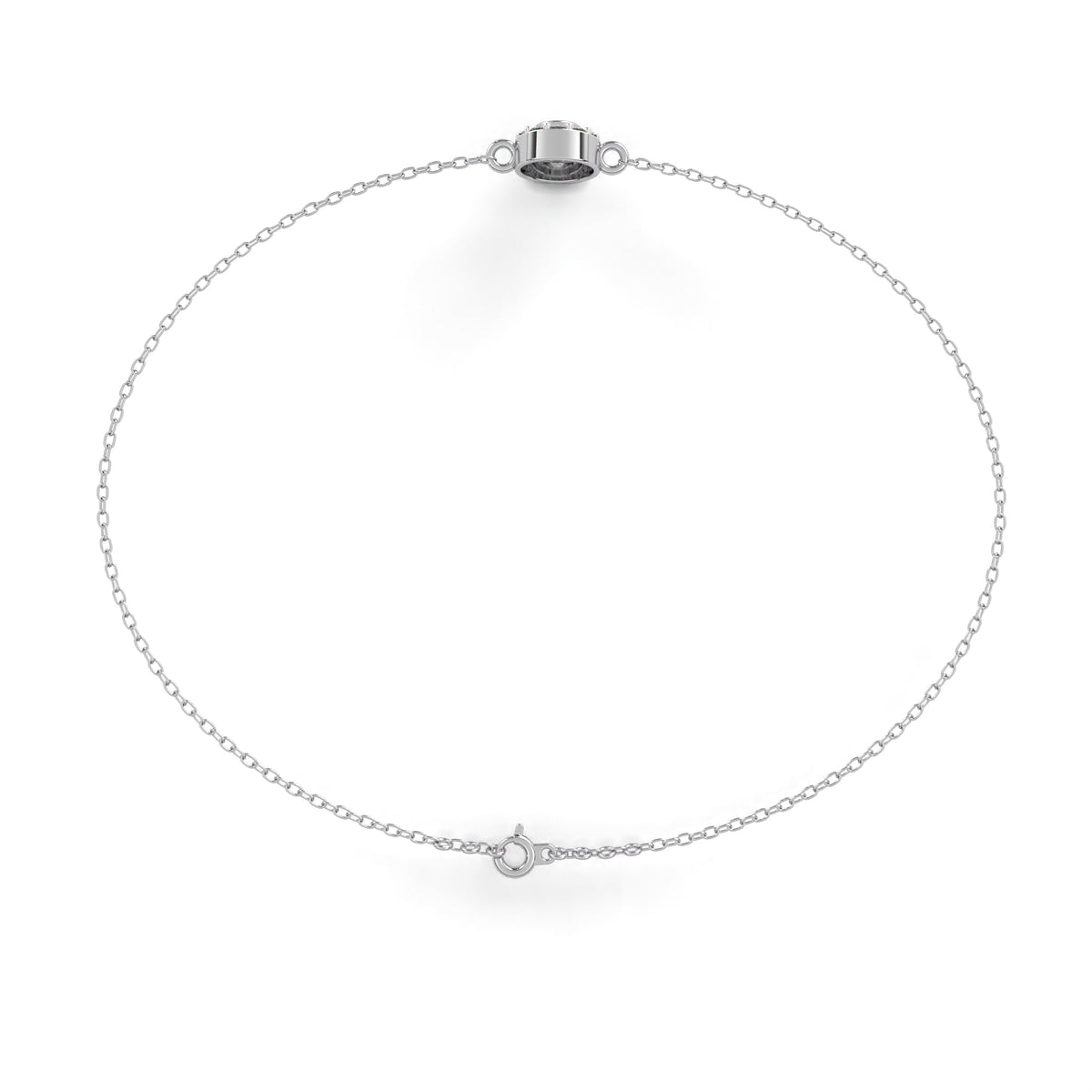 Round Halo Set Moissanite Diamond Single Chain Bracelet with Centerpiece - View 10