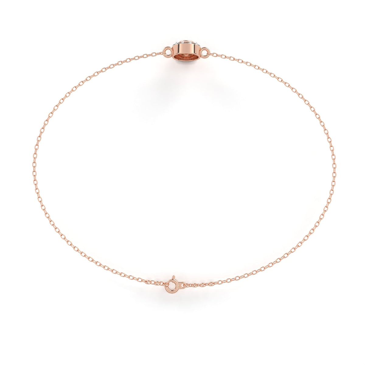 Round Halo Set Moissanite Diamond Single Chain Bracelet with Centerpiece - View 9