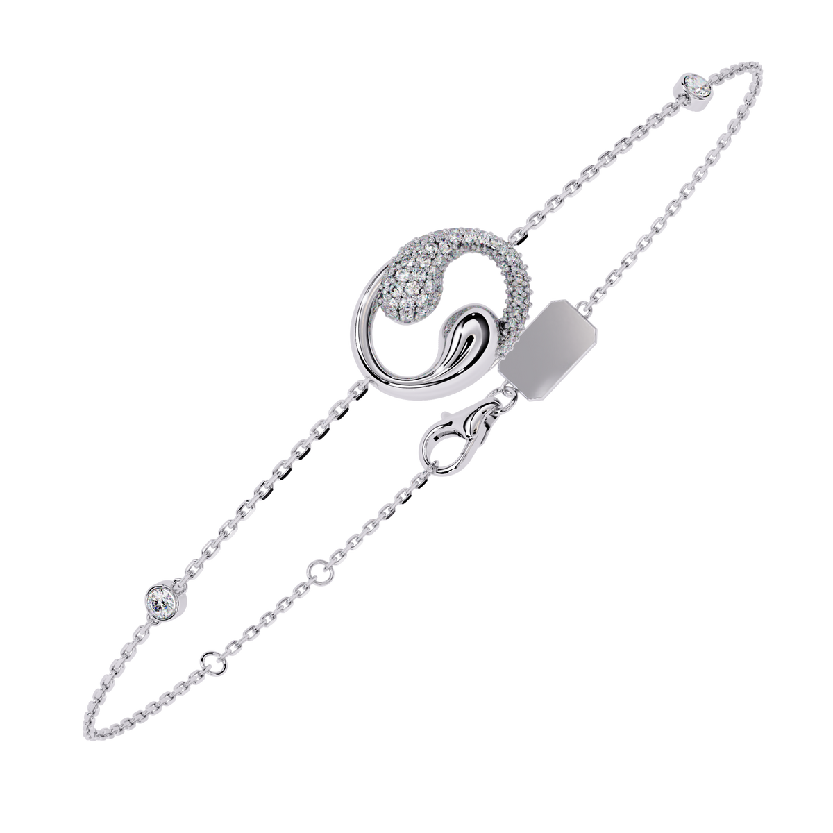 Round Cut Moissanite Diamond Chain Swirl Bracelet - View 4