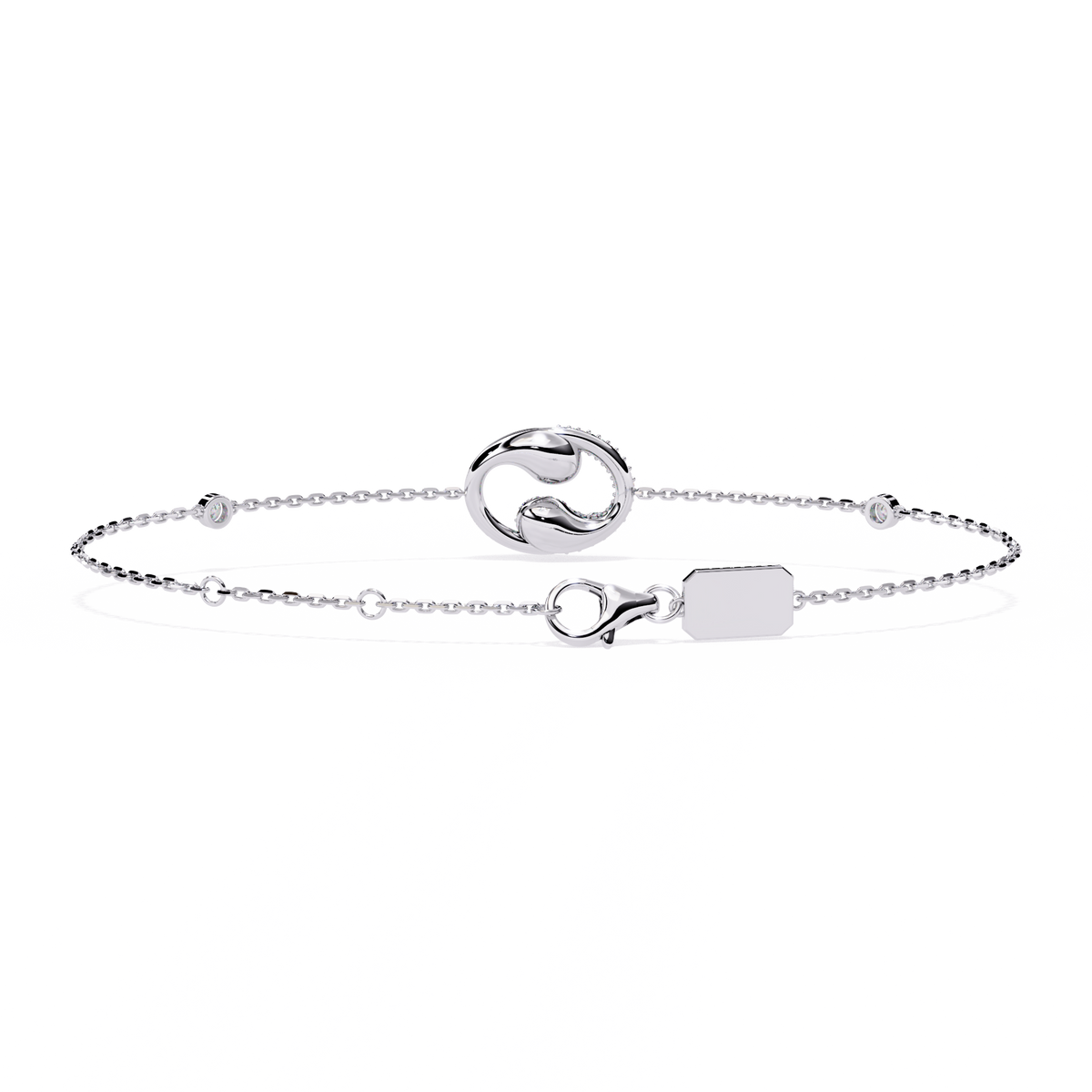 Round Cut Moissanite Diamond Chain Swirl Bracelet - View 7