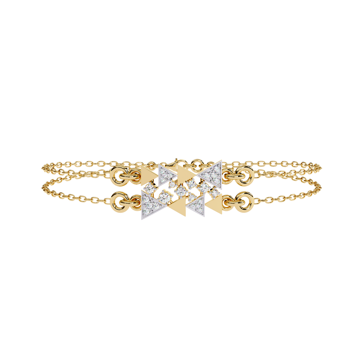 Round Cut Moissanite Diamond Adjustable Double Chain Bracelet - View 2