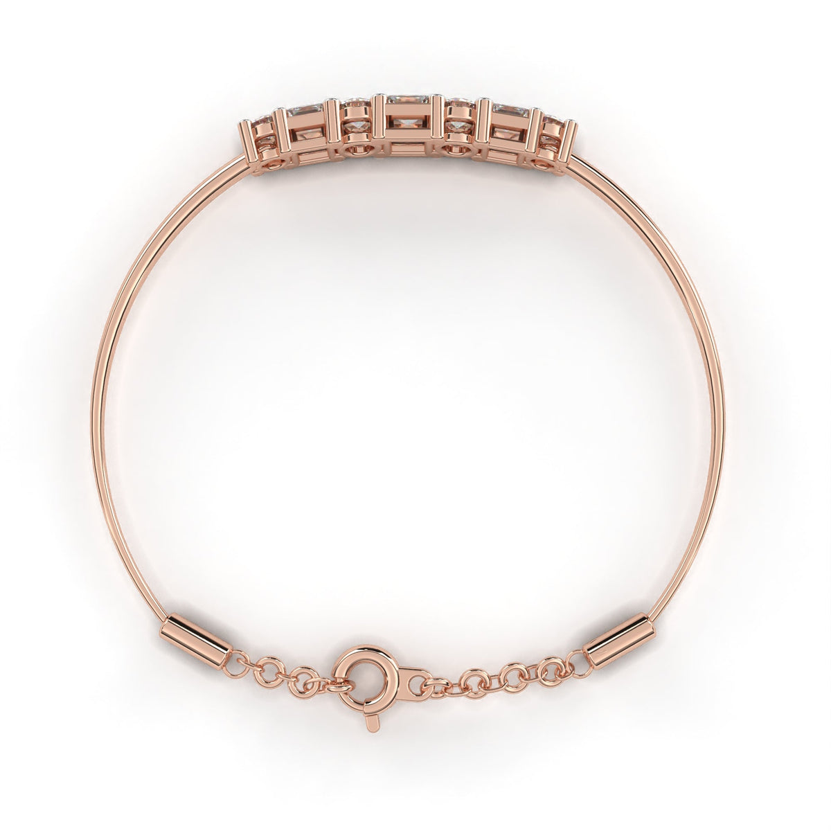 Princess & Round Cut Moissanite Diamond Adjustable Bracelet - View 9