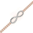 Round Cut Moissanite Diamond Double Chain Infinity Bracelet - View 9