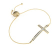 Round Moissanite Diamond Horizontal Cross Adjustable Bolo Bracelet - View 5