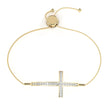 Round Moissanite Diamond Horizontal Cross Adjustable Bolo Bracelet - View 9