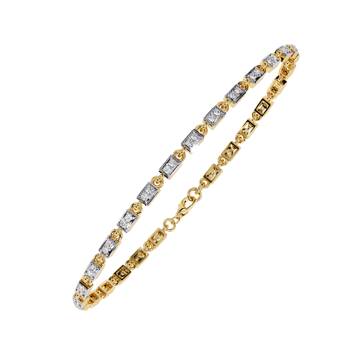 Round Cut Moissanite Diamond Minimalist Tennis Bracelet - View 2