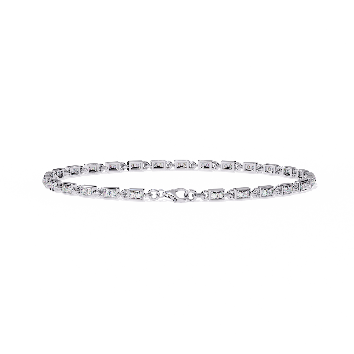 Round Cut Moissanite Diamond Minimalist Tennis Bracelet - View 7