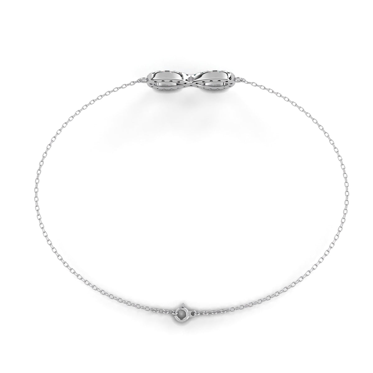 Round Moissanite Diamond Infinity Symbol Cable Chain Bracelet for Women - View 8