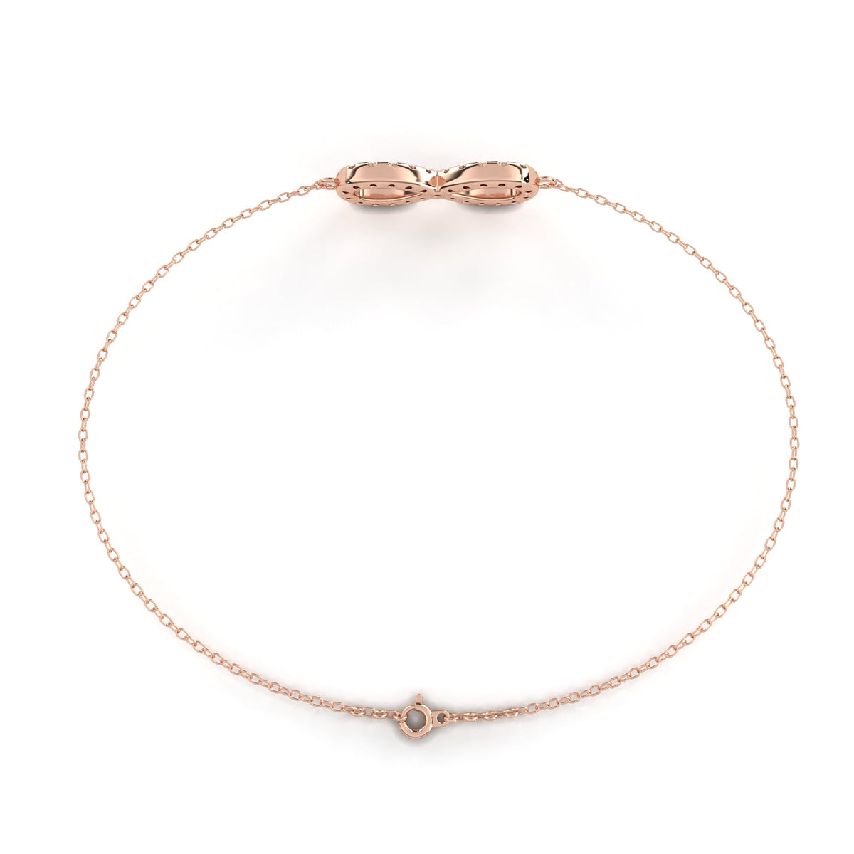 Round Moissanite Diamond Infinity Symbol Cable Chain Bracelet for Women - View 10