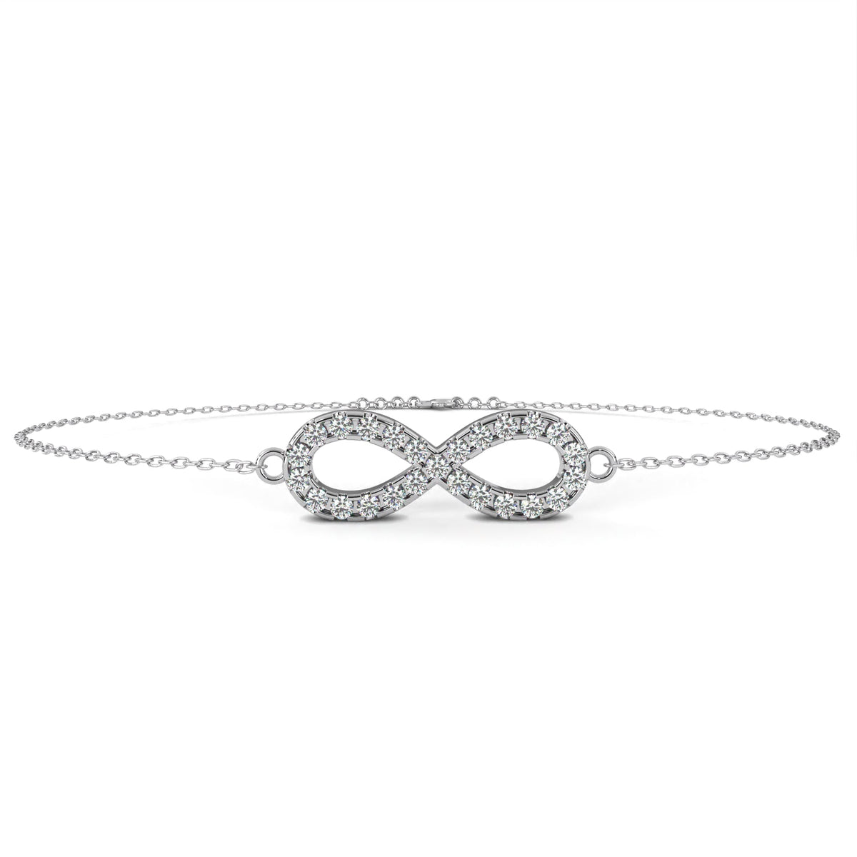 Round Moissanite Diamond Infinity Symbol Cable Chain Bracelet for Women - View 4