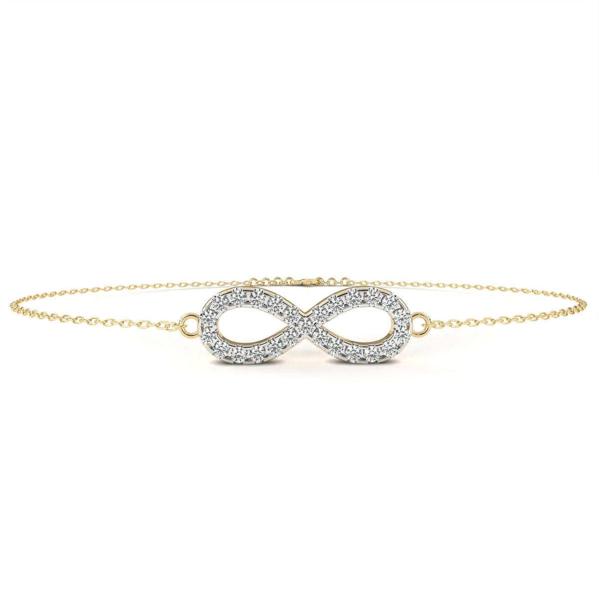 Round Moissanite Diamond Infinity Symbol Cable Chain Bracelet for Women - View 2