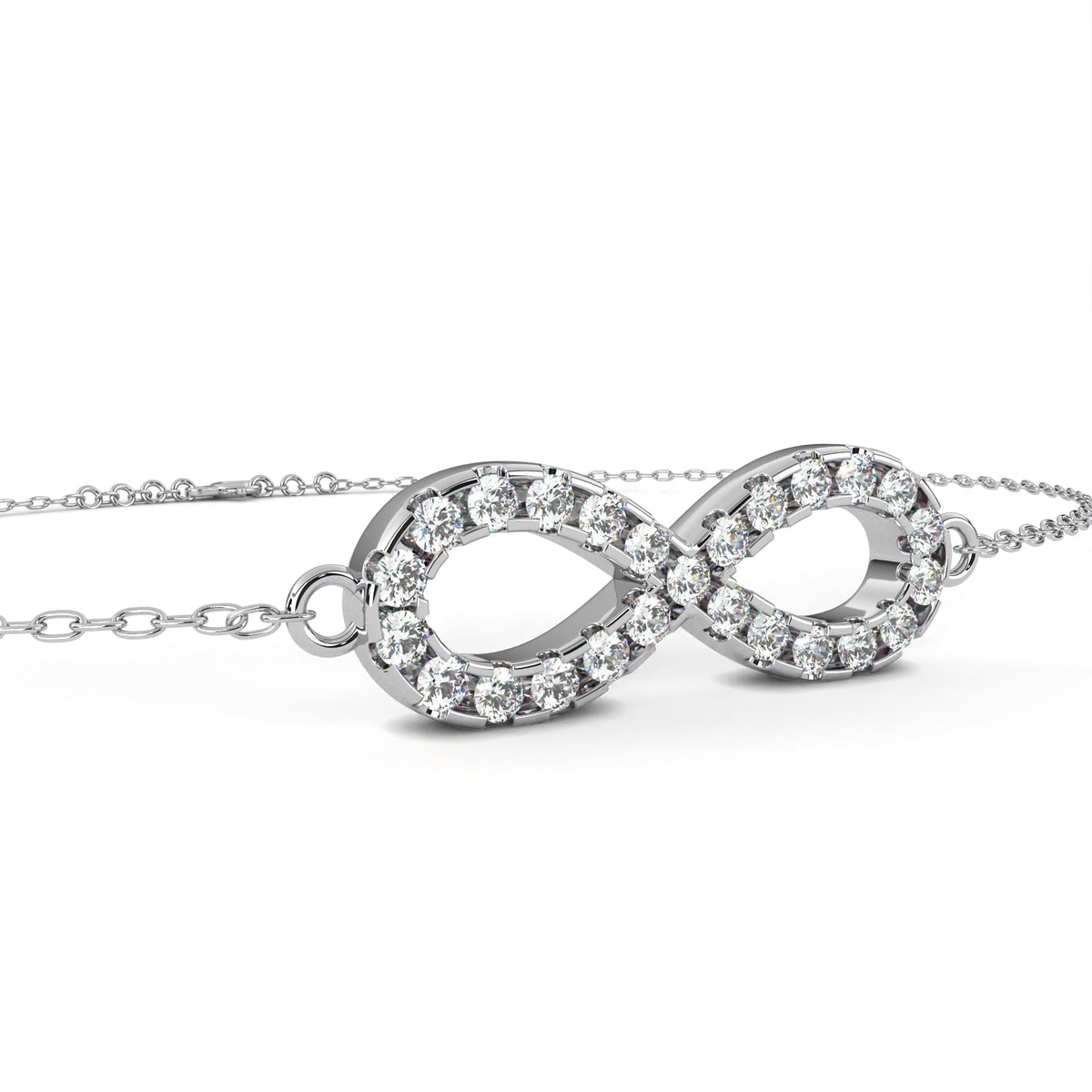 Round Moissanite Diamond Infinity Symbol Cable Chain Bracelet for Women - View 5