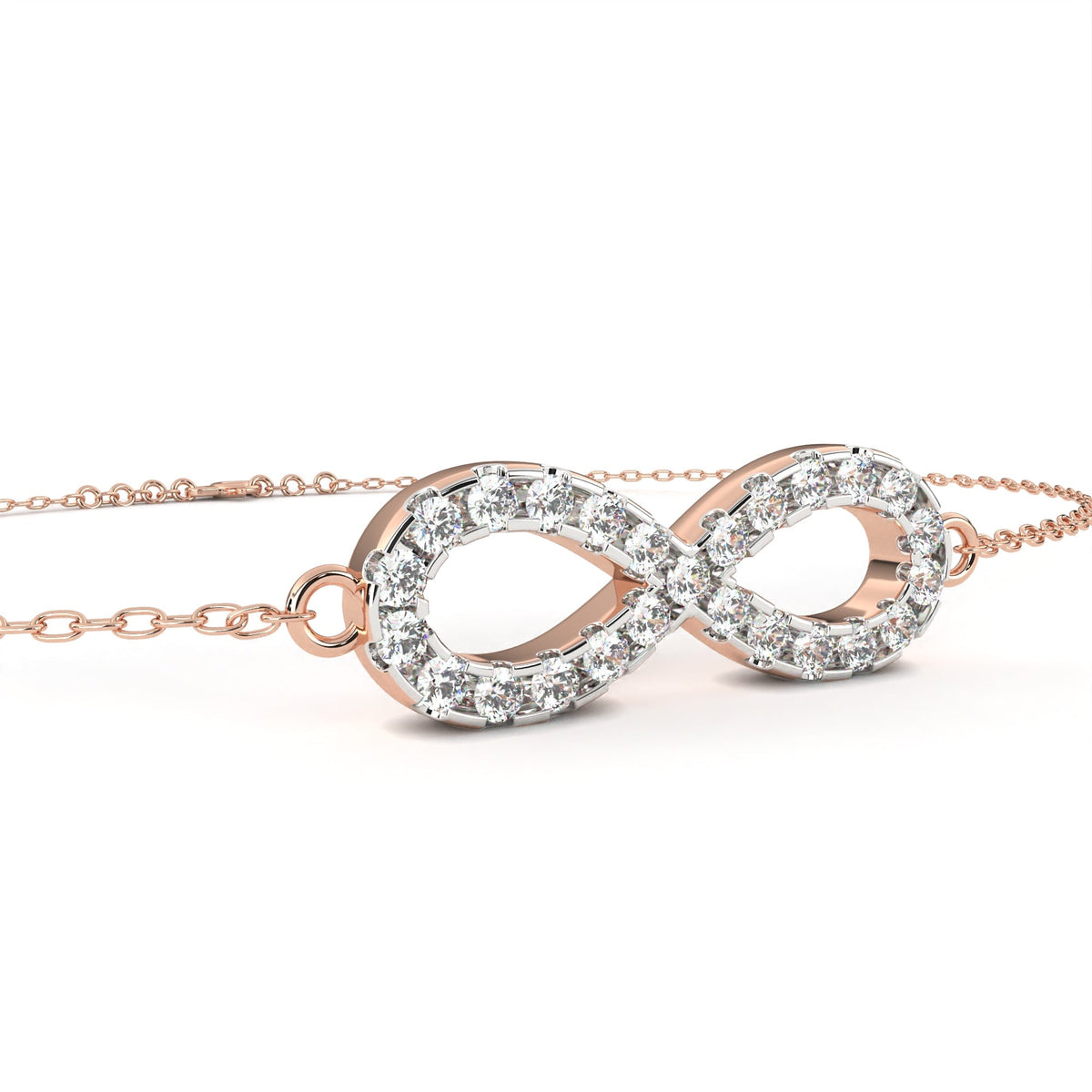 Round Moissanite Diamond Infinity Symbol Cable Chain Bracelet for Women - View 6