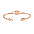 Round Moissanite Diamond Floral Clover Halo Hinged Bangle Bracelet - View 9