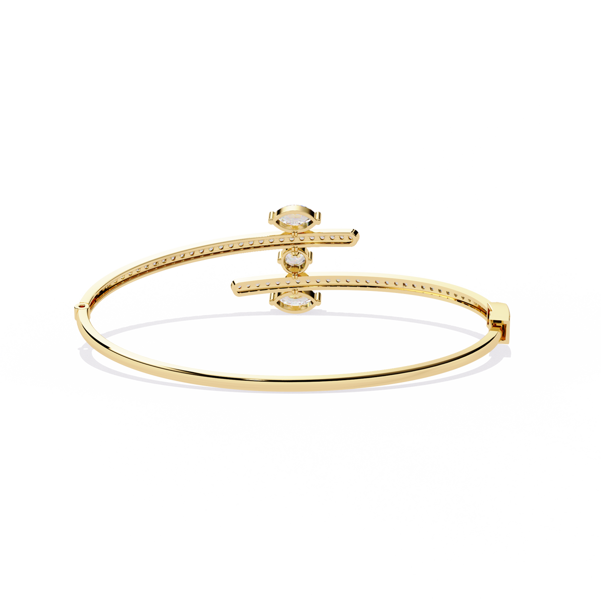 Round and Marquise Moissanite Diamond Exquisite Dual Line Bracelet - View 8