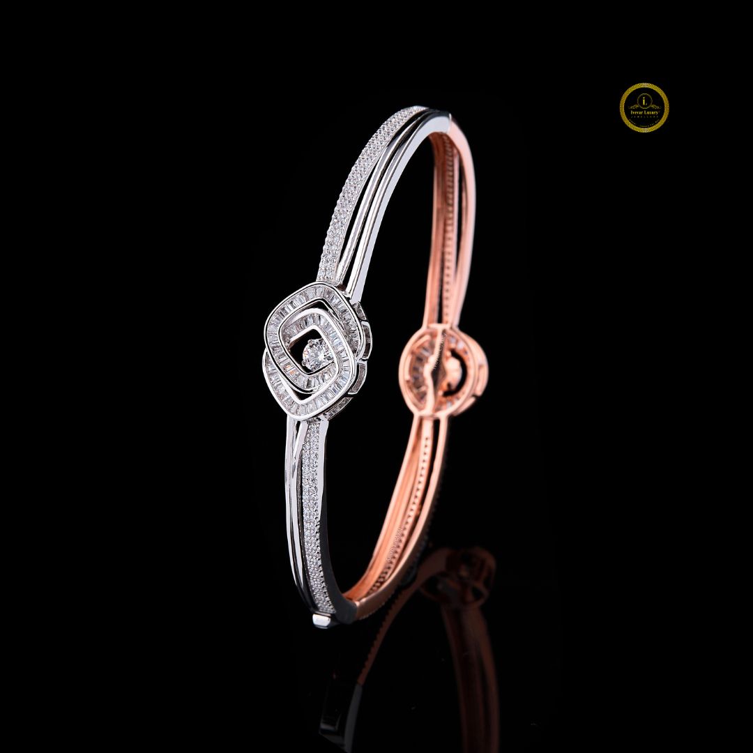 Modern Design Two Tone Lab Diamond Geometric Bracelet For Girlfriend - View 3