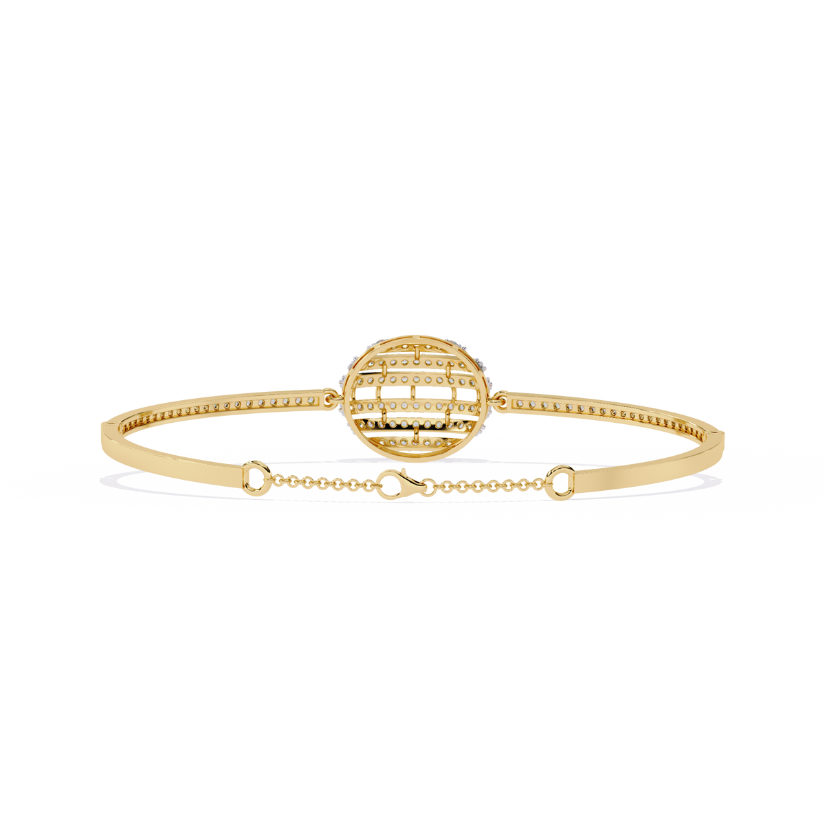 Round Moissanite Diamond Celestial Sphere Pave Centerpiece Bangle Bracelet - View 8
