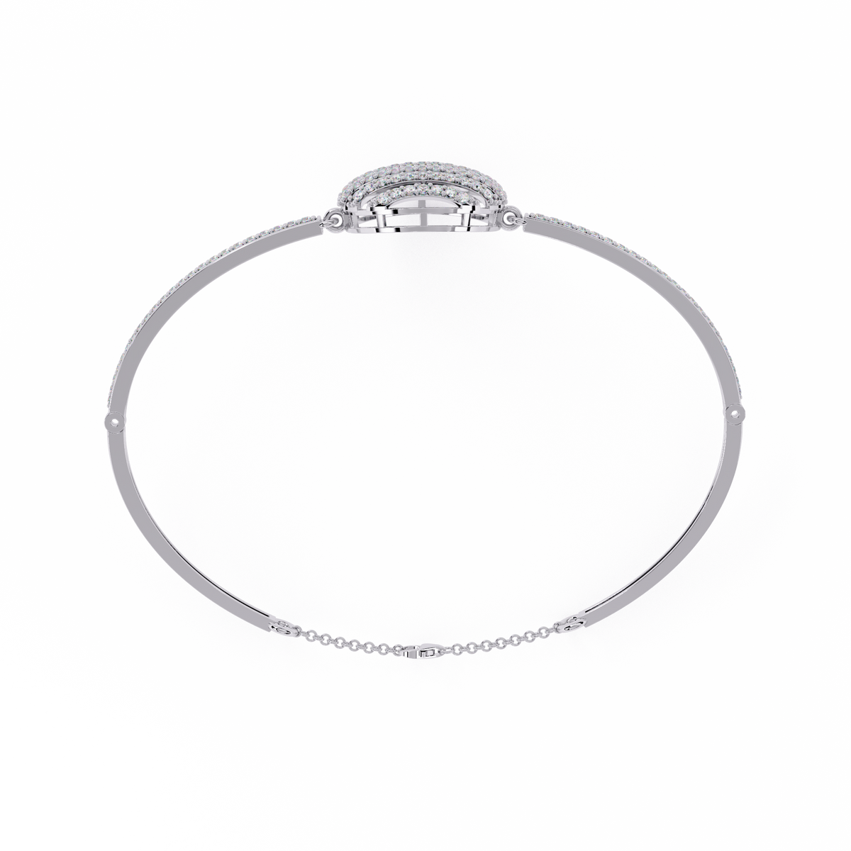 Round Moissanite Diamond Celestial Sphere Pave Centerpiece Bangle Bracelet - View 7