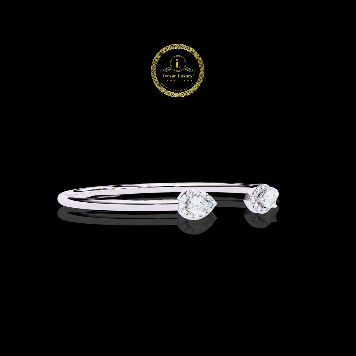 Pear Cut Moissanite Diamond Contemporary Bypass Bangle - View 2