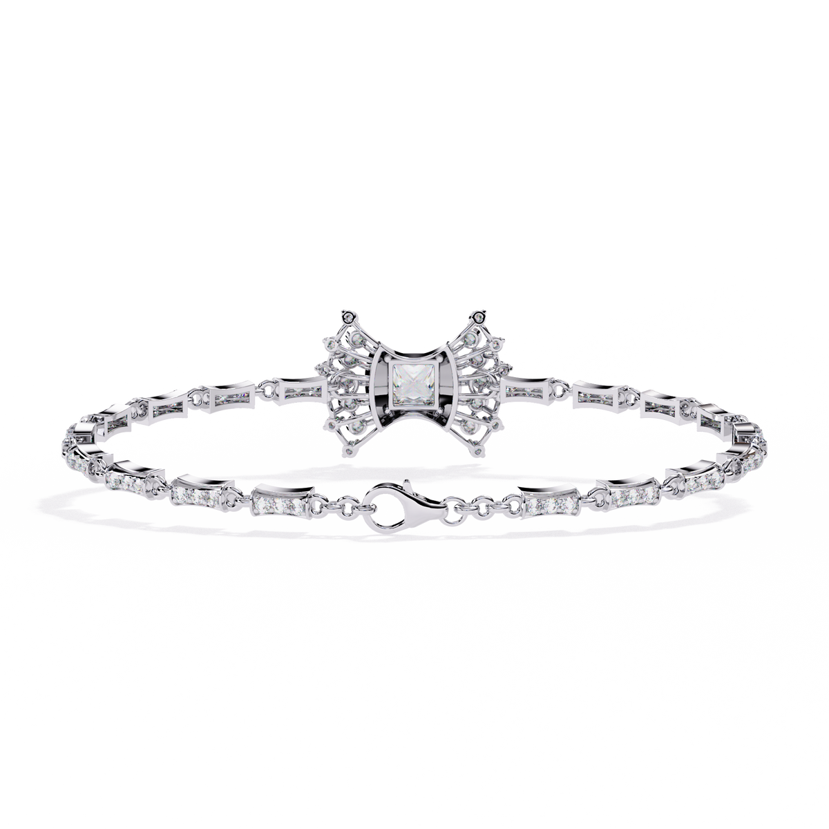 Princess And Round Cut Moissanite Diamond Vintage Style Tennis Bracelet - View 7