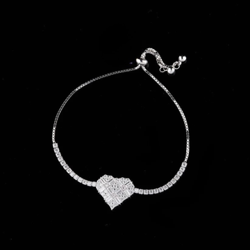 Baguette and Round Moissanite Diamond Elegant Heart shaped Bracelet