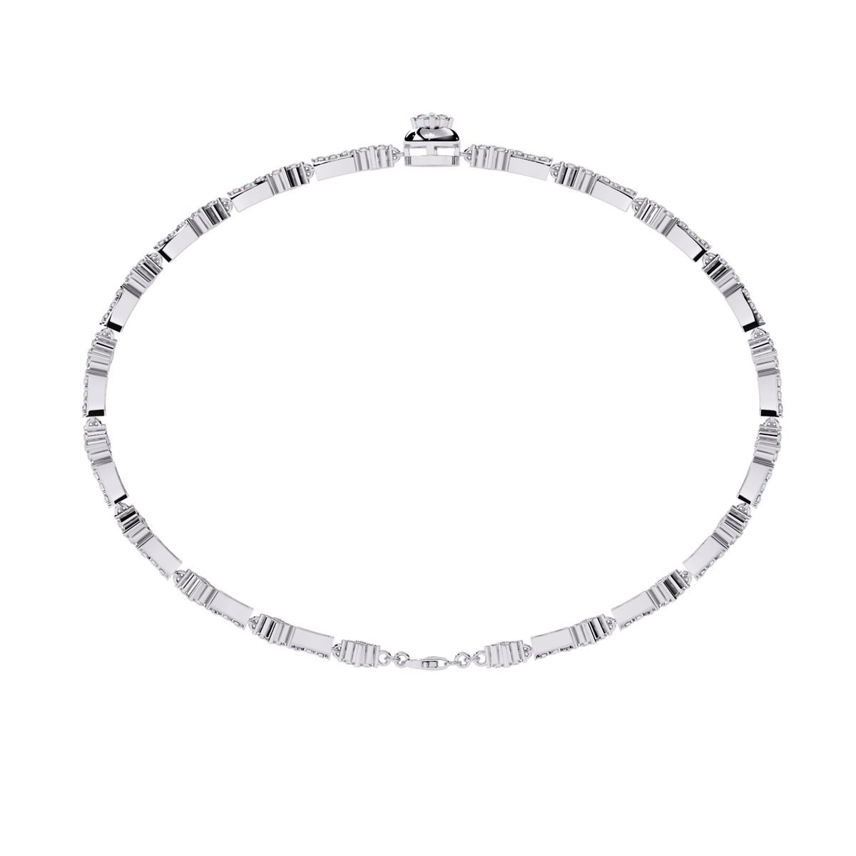 Floral Round Moissanite Diamond Link Bracelet for Women - View 10