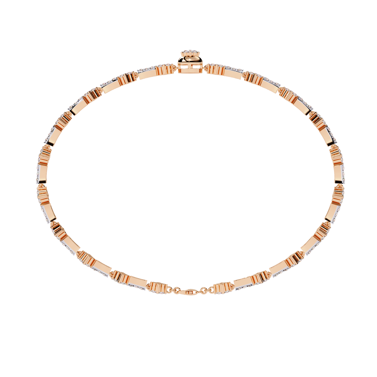 Floral Round Moissanite Diamond Link Bracelet for Women - View 9