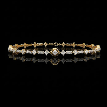 Floral Round Moissanite Diamond Link Bracelet for Women