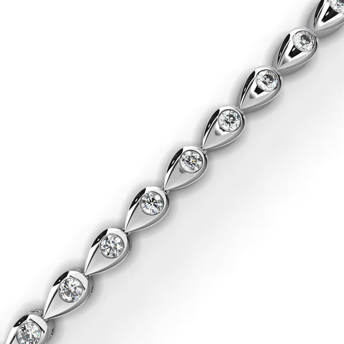 Round Cut Lab Diamond Station Bracelet with Open Marquise Links - View 10