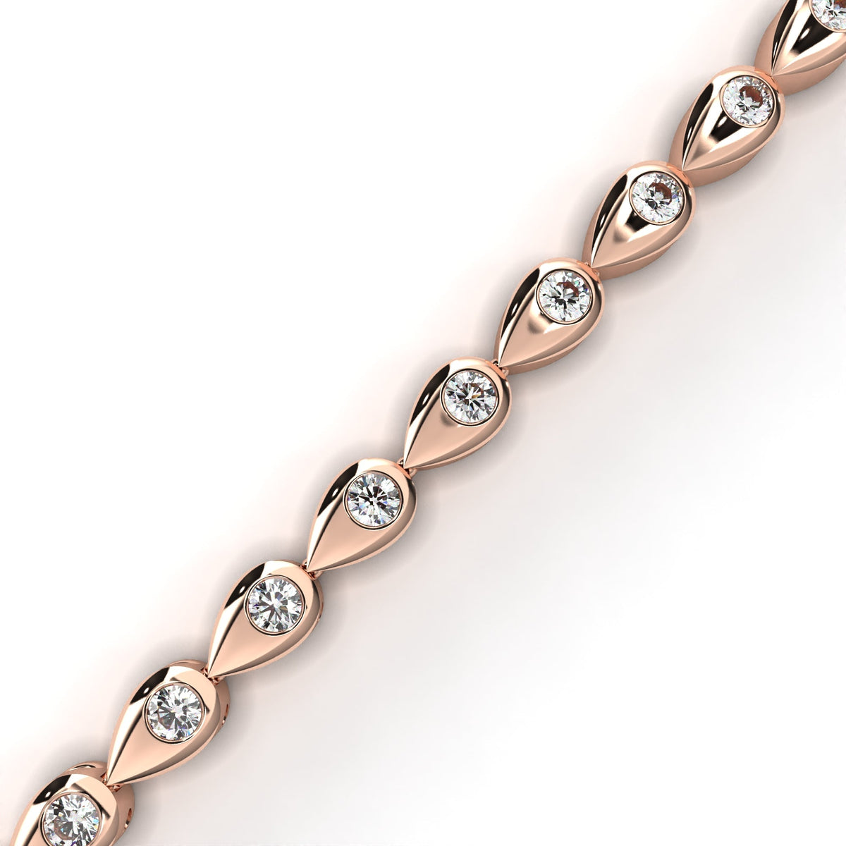 Round Cut Lab Diamond Station Bracelet with Open Marquise Links - View 9