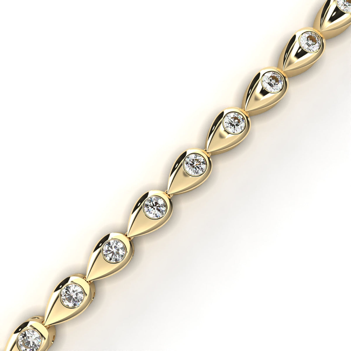 Round Cut Lab Diamond Station Bracelet with Open Marquise Links - View 8