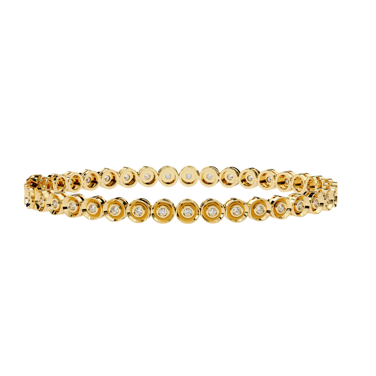 Round Brilliant Moissanite Diamond Single Row Bezel Bracelet - View 7