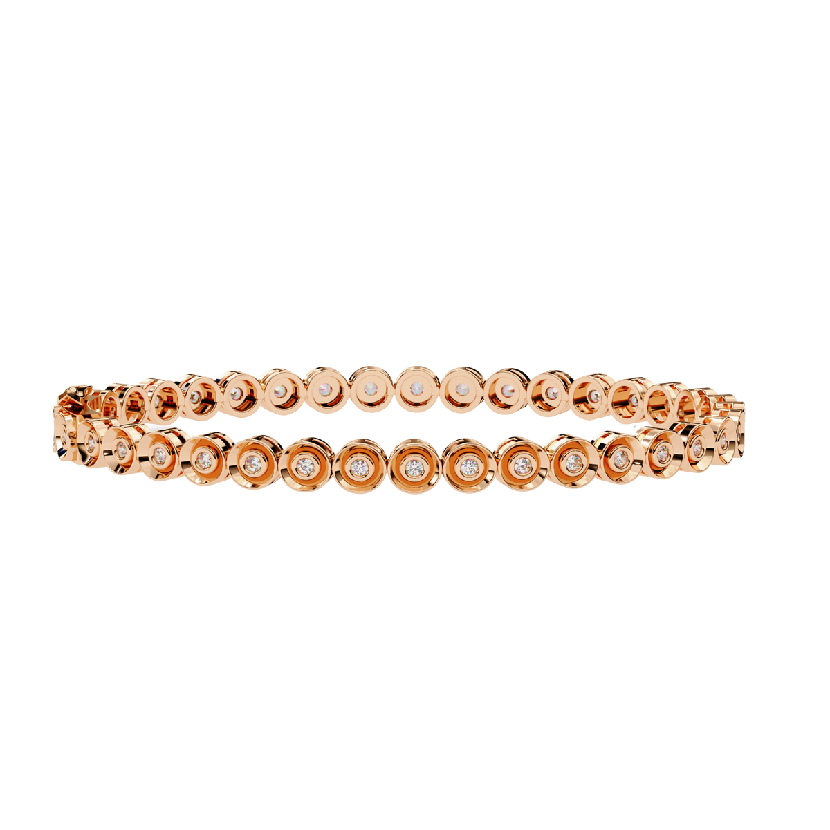 Round Brilliant Moissanite Diamond Single Row Bezel Bracelet - View 6