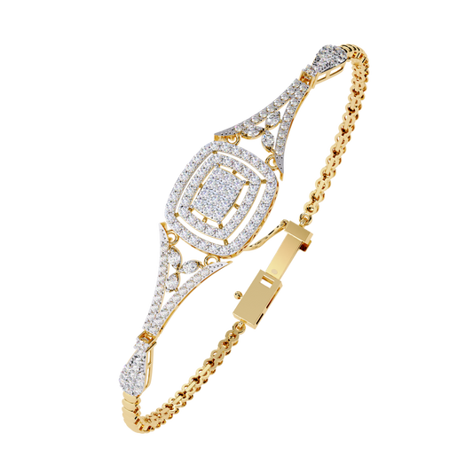 Vintage Style Round Moissanite Diamond Bangle Bracelet - View 2