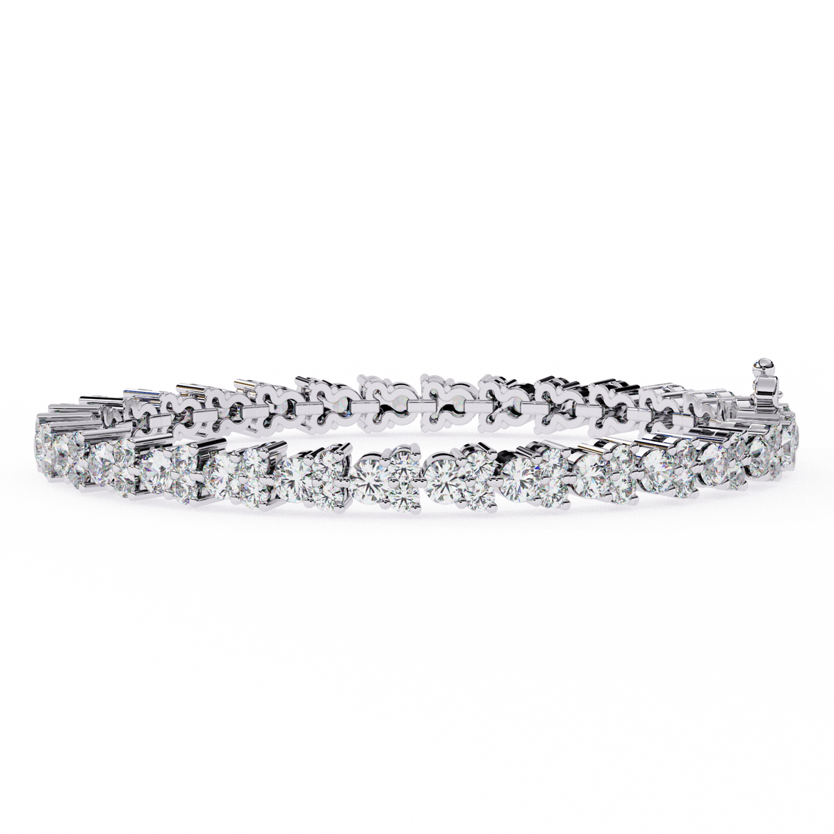 Round Cut Moissanite Diamond Continuous Tennis Bracelet - View 4