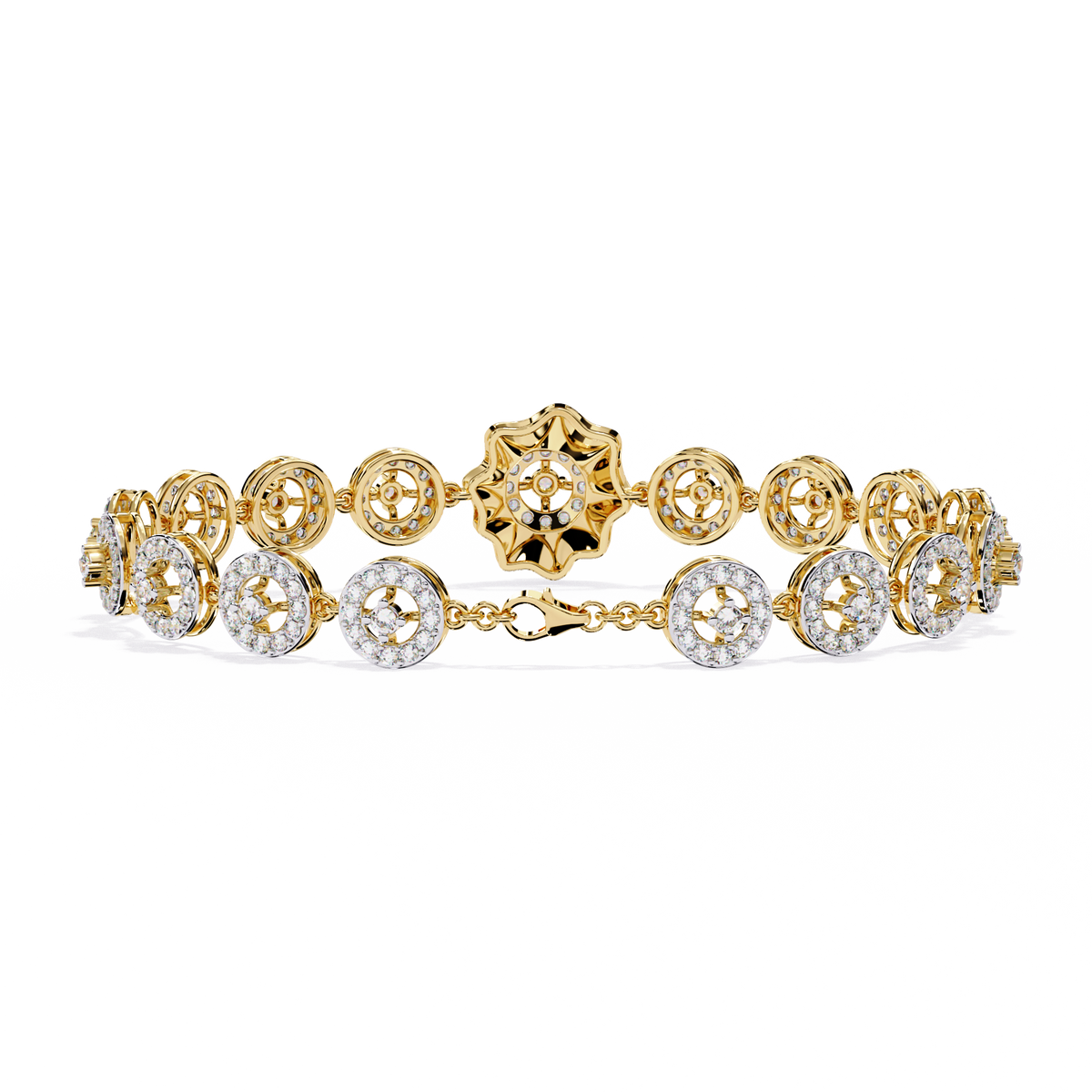 Round Cut Moissanite Diamond Vintage Style Station Bracelet - View 5