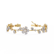 Baguette & Round Cut Moissanite Diamond Floral Clustered Petal Bracelet - View 8