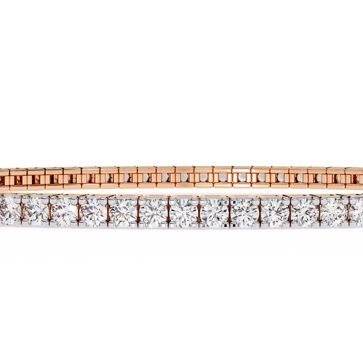 Prong Set Round Moissanite Diamond Tennis Bracelet Box Clasp - View 2
