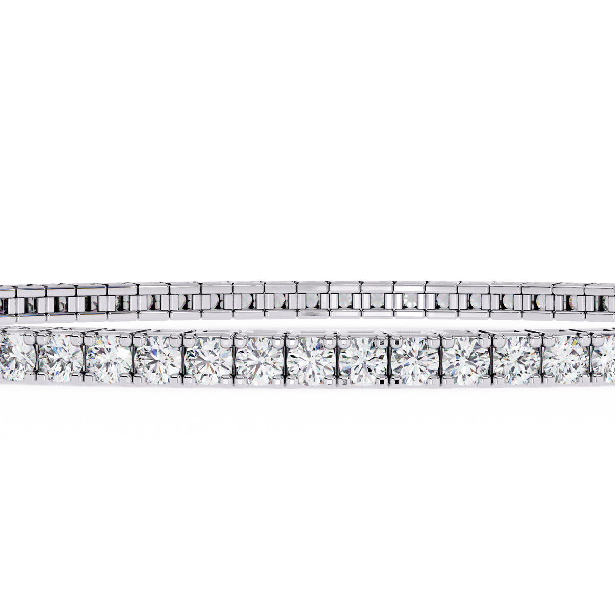 Prong Set Round Moissanite Diamond Tennis Bracelet Box Clasp - View 4