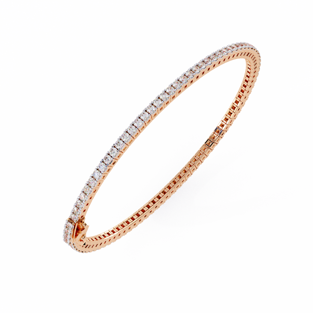 Prong Set Round Moissanite Diamond Tennis Bracelet Box Clasp - View 7
