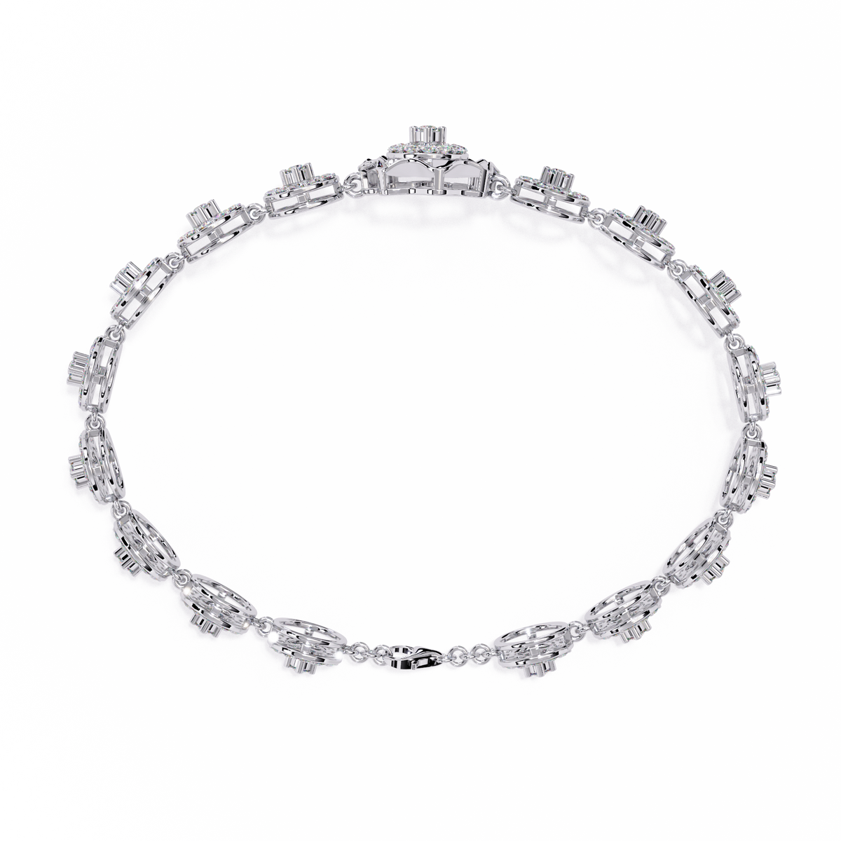 Round Cut Moissanite Diamond Vintage Halo Link Bracelet - View 10