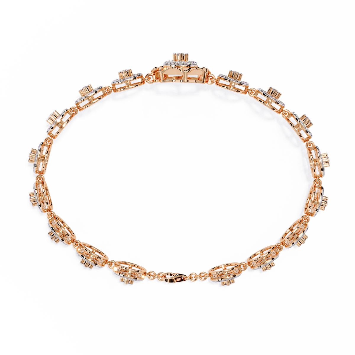 Round Cut Moissanite Diamond Vintage Halo Link Bracelet - View 9
