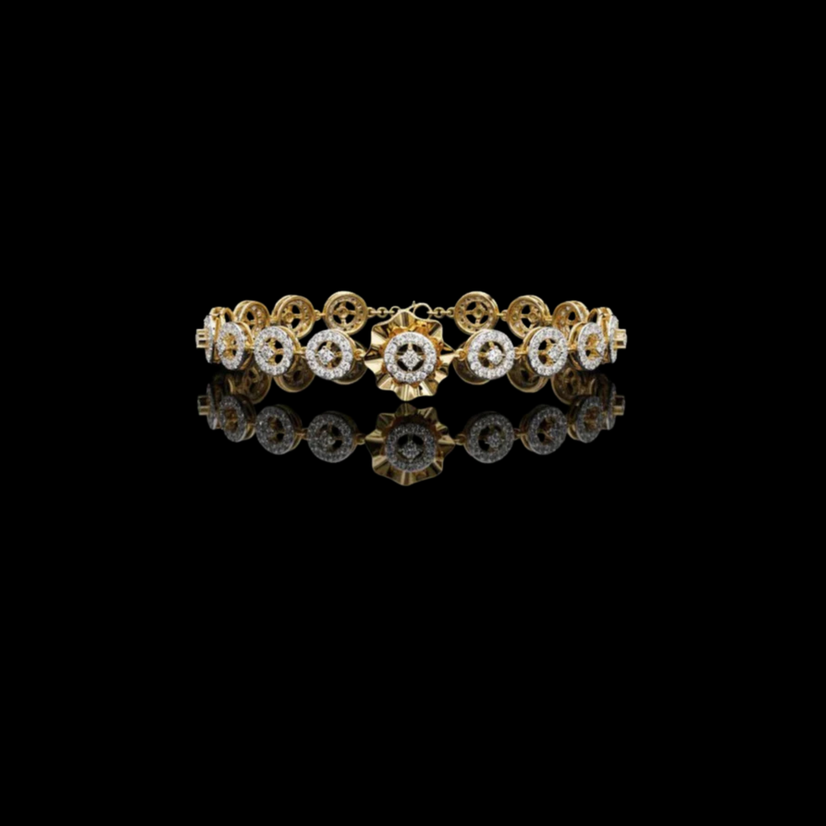 Round Cut Moissanite Diamond Vintage Halo Link Bracelet
