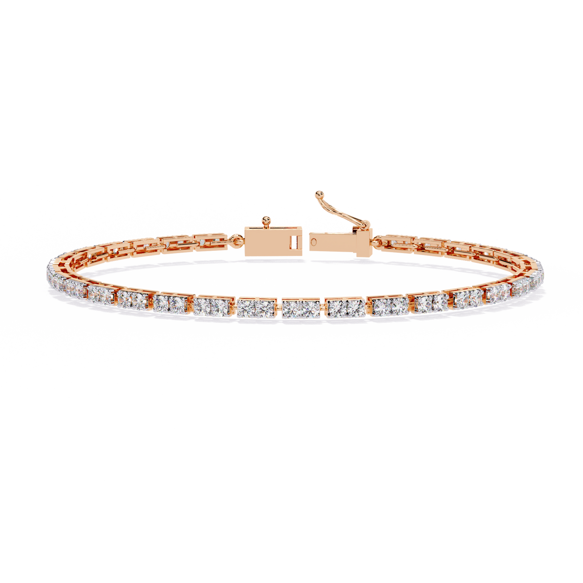 Round Cut Moissanite Diamond Continuous Modern Tennis Bracelet - View 3