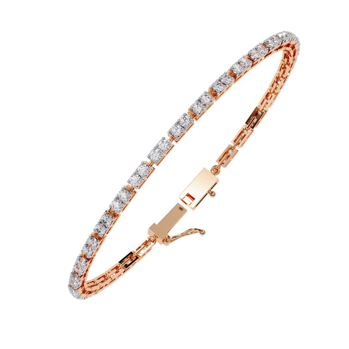 Round Cut Moissanite Diamond Continuous Modern Tennis Bracelet - View 9