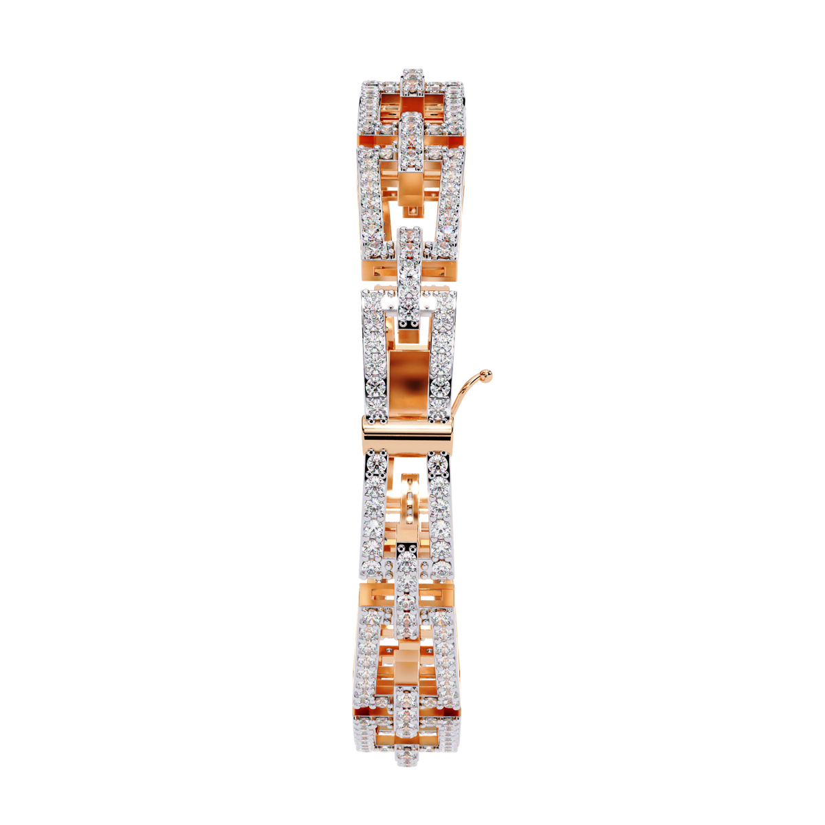 Round Cut Moissanite Diamond Open Link Statement Bracelet - View 3
