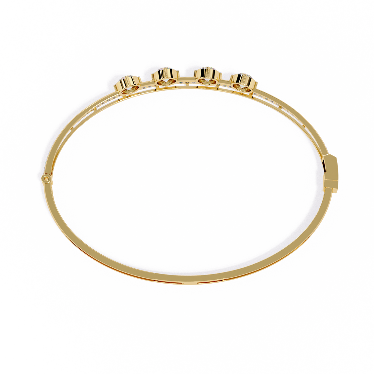 Four Round Moissanite Diamond Station Bangle Bracelet Pave Accent - View 8