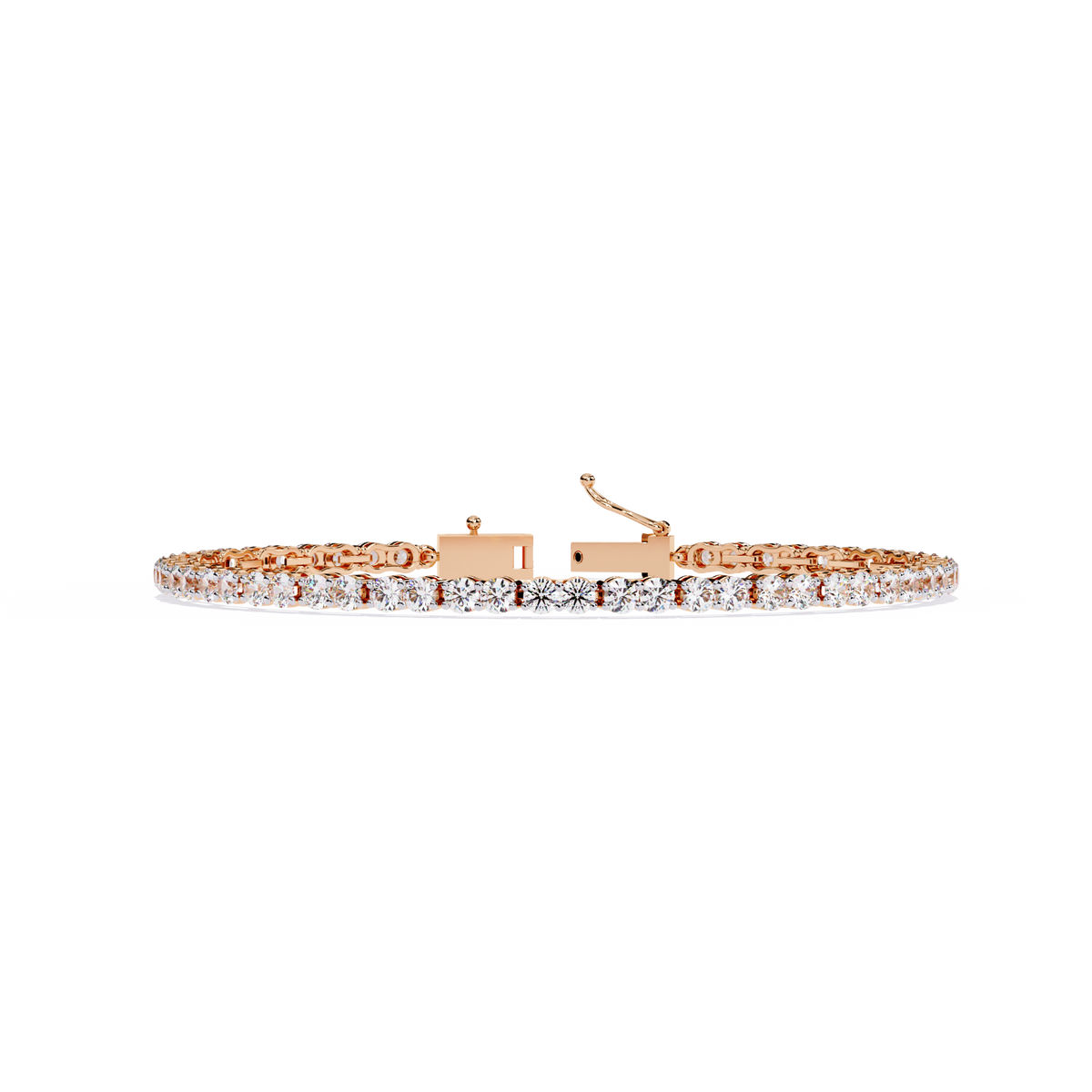 Round Cut Moissanite Diamond Single Row Tennis Bracelet - View 3